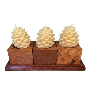 𝅺beautiful Wooden Tea light Candle Holder with space for 3 tea lights